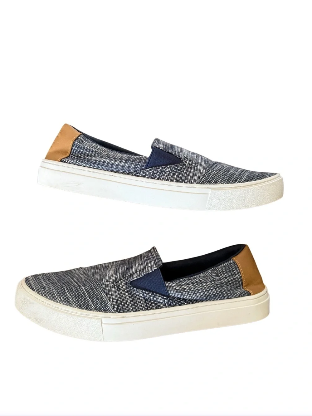 Toms Women’s Chambray Slip-On Loafers in Navy and White-Size 10